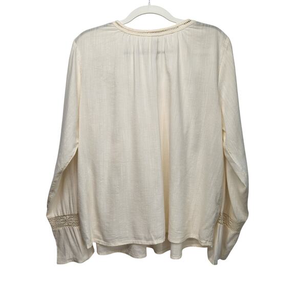 NWT Old Navy Cream Boho Lace Crochet Pintucked Peasant Top Women's M - Picture 10 of 10
